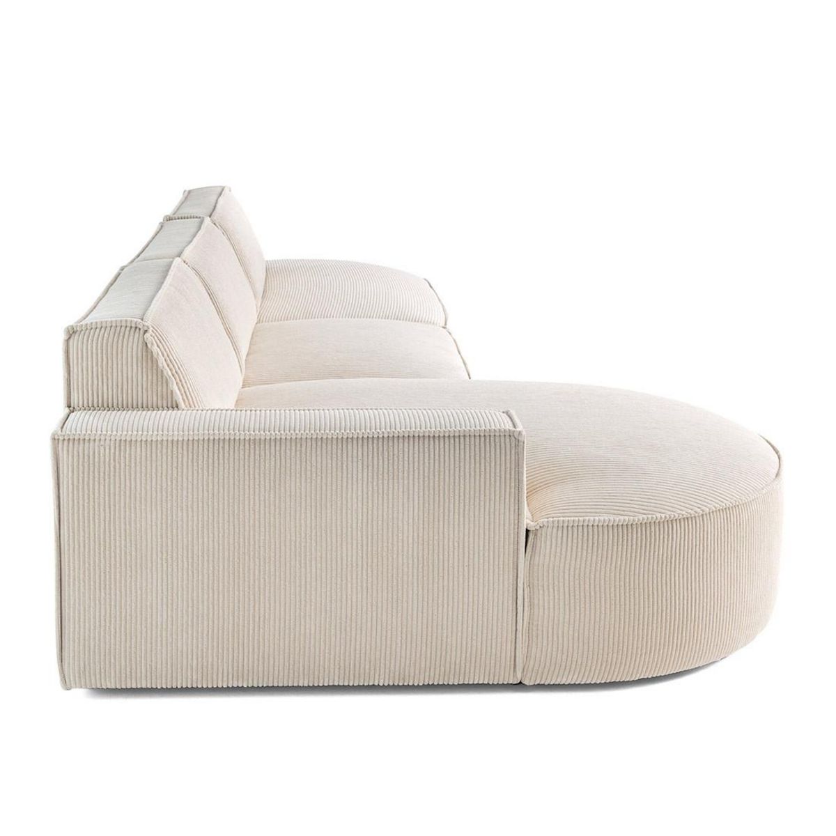 LISA DESIGN Spiaggia - canapé d'angle gauche - forme arrondie - 5 places - en velours côtelé