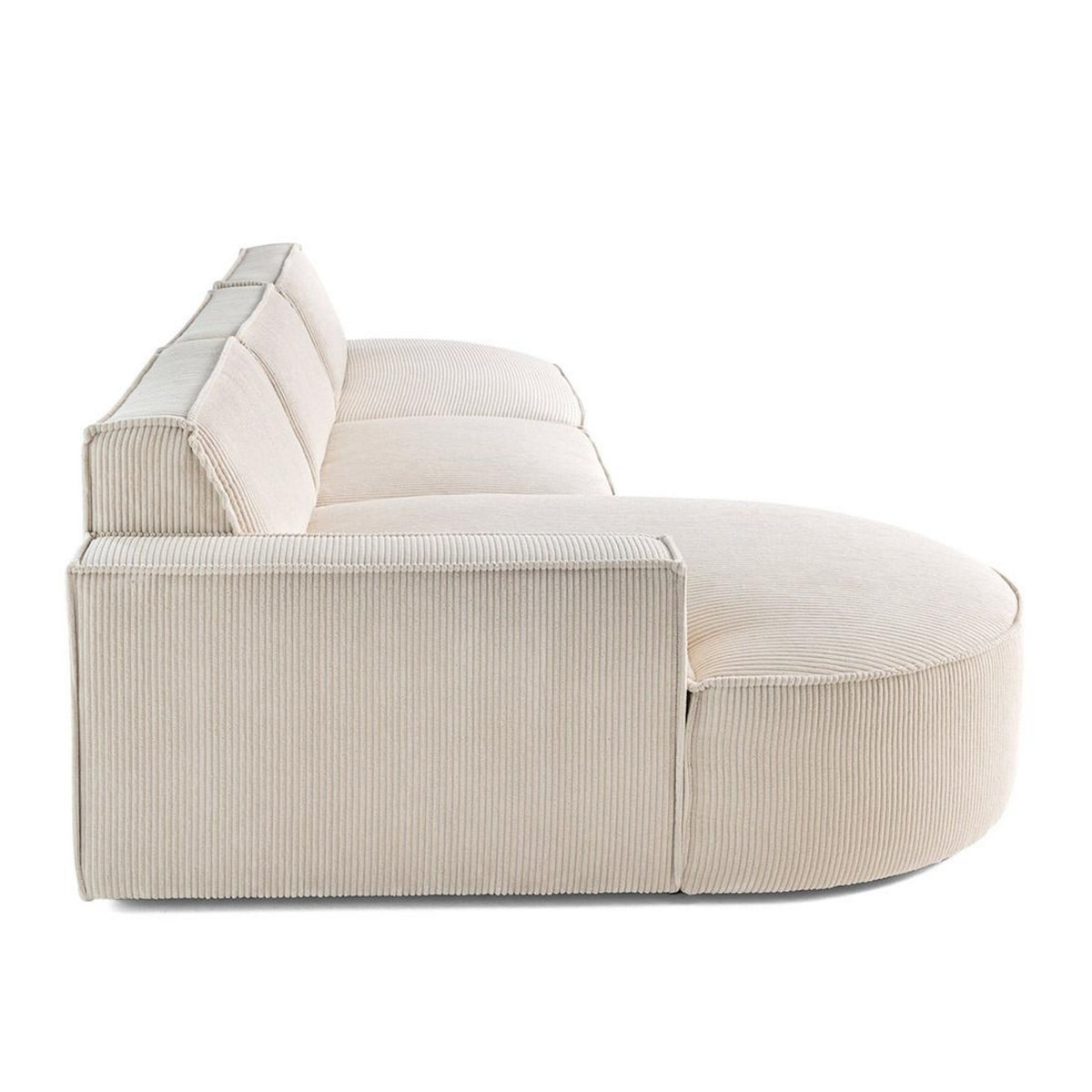 LISA DESIGN Spiaggia - canapé d'angle gauche - forme arrondie - 5 places - en velours côtelé