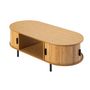Voir la diapositive 5 : BEST MOBILIER Kofu - table basse - bambou - 2 portes et 1 niche - 120 cm