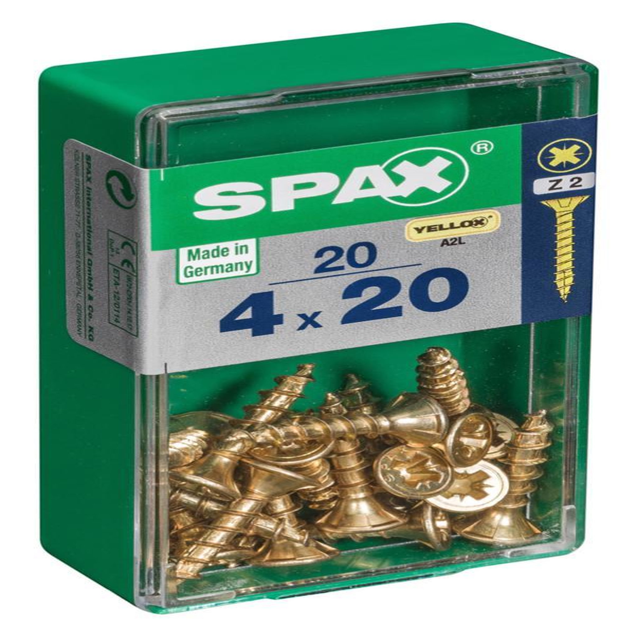 CENTRALE BRICO Lot de 20 vis acier tête fraisée pozidriv SPAX, Diam.4 mm x L.20 mm