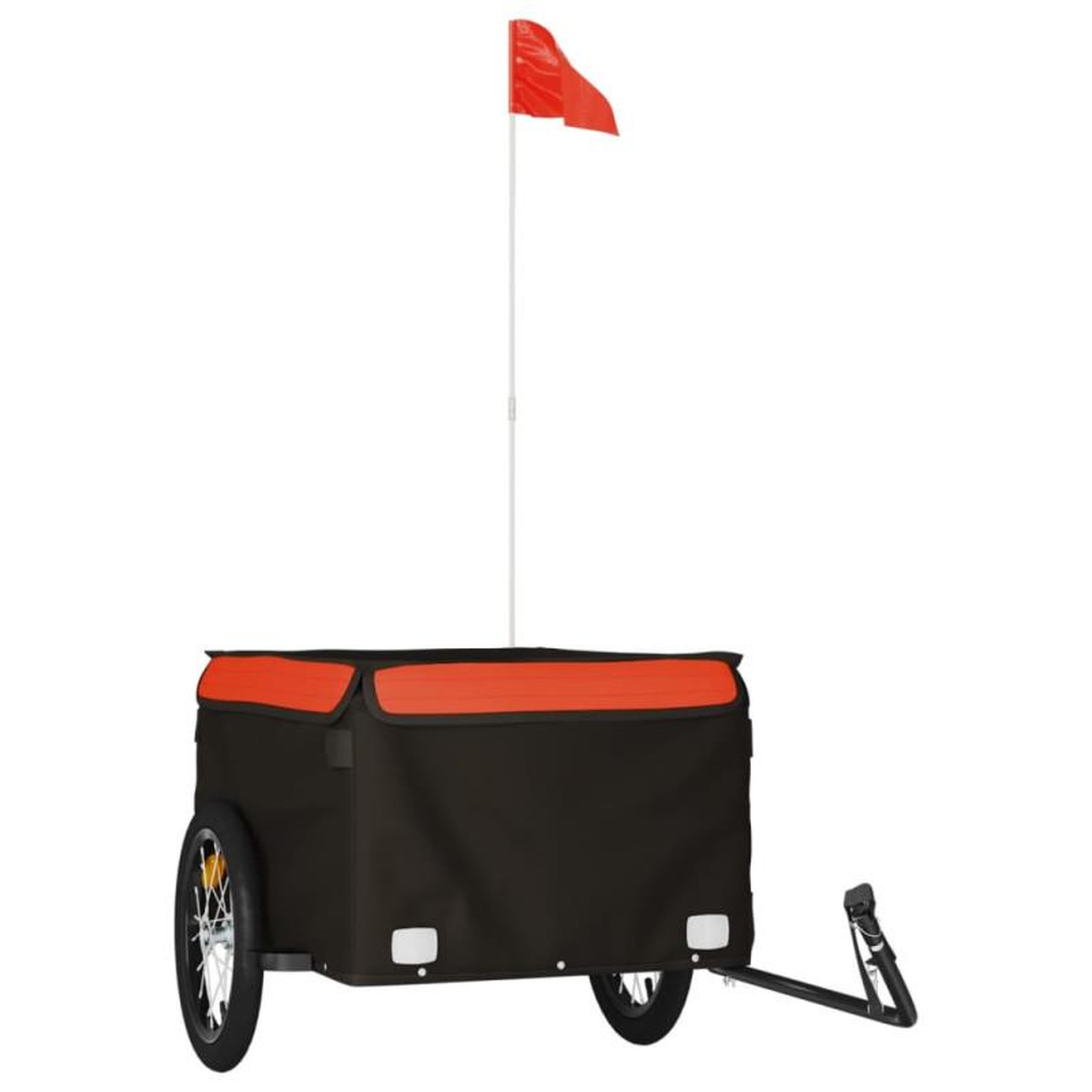 Voir la diapositive 2 : VIDAXL Remorque de vélo noir et orange 45 kg fer