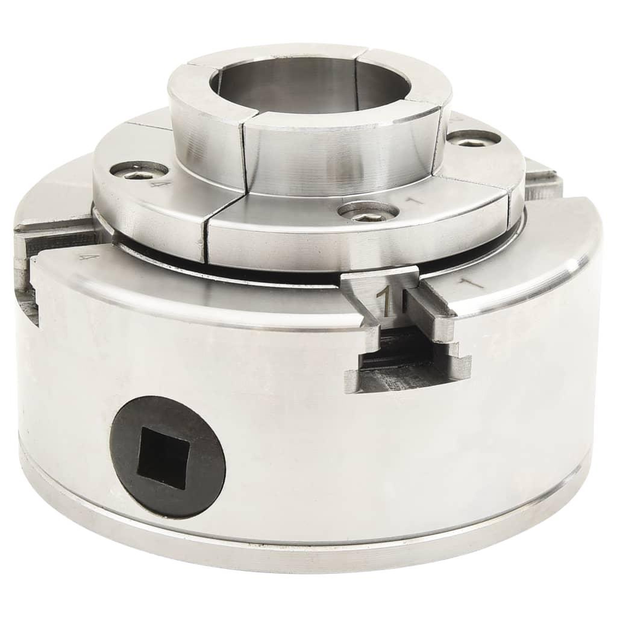 Voir la diapositive 5 : VIDAXL Mandrin a bois a 4 machoires connexion M33 argente 96 mm