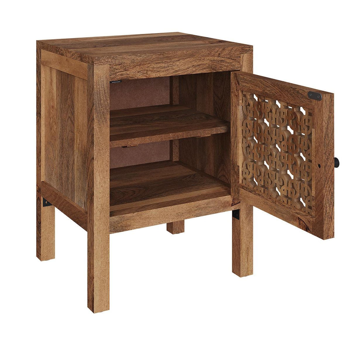 Rendez vous déco Table de chevet ajourée en bois de manguier-Jaya