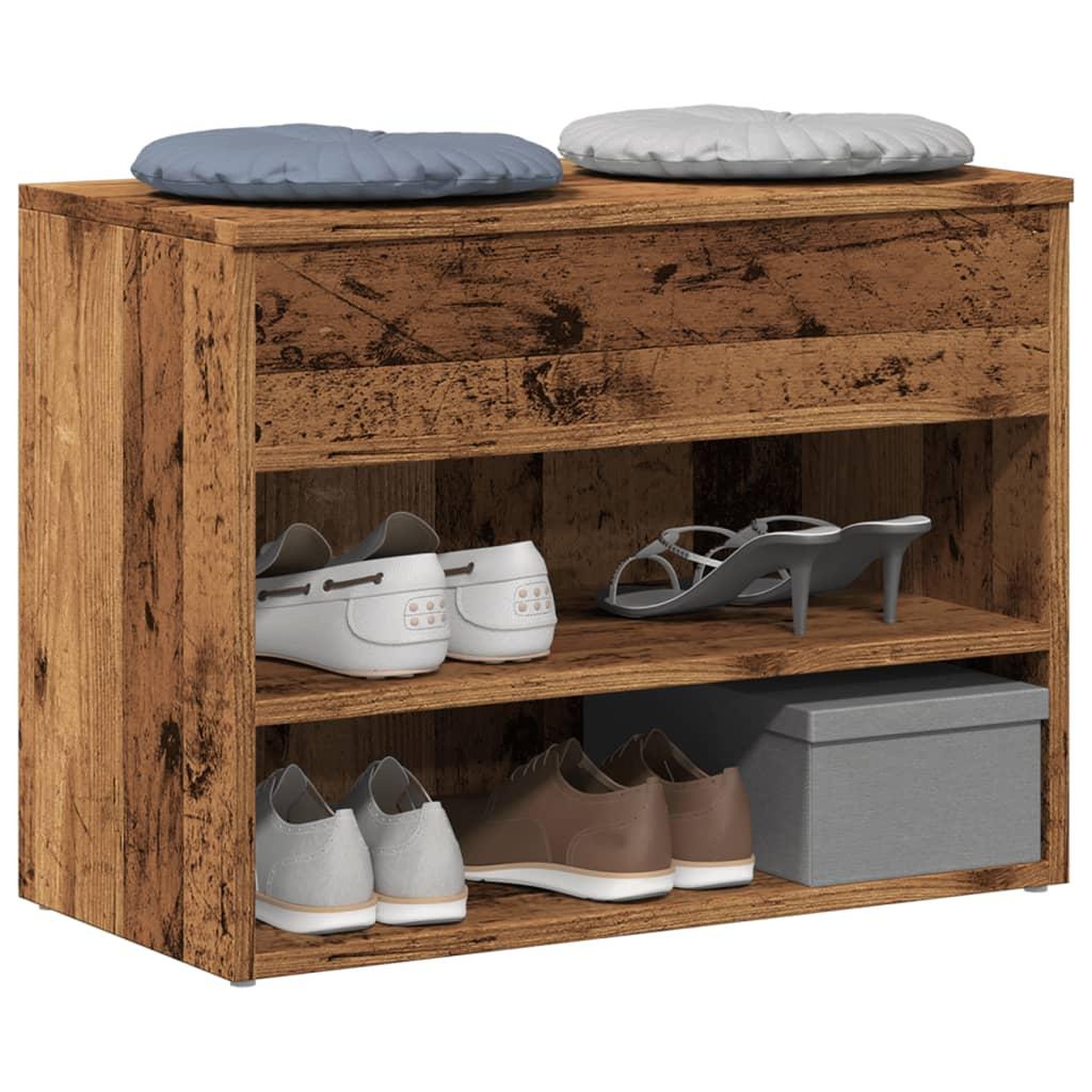 VIDAXL Banc a chaussures vieux bois 60x30x45 cm bois d'ingenierie
