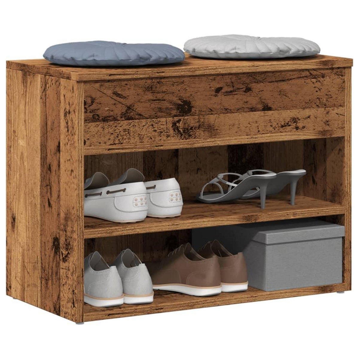 VIDAXL Banc a chaussures vieux bois 60x30x45 cm bois d'ingenierie