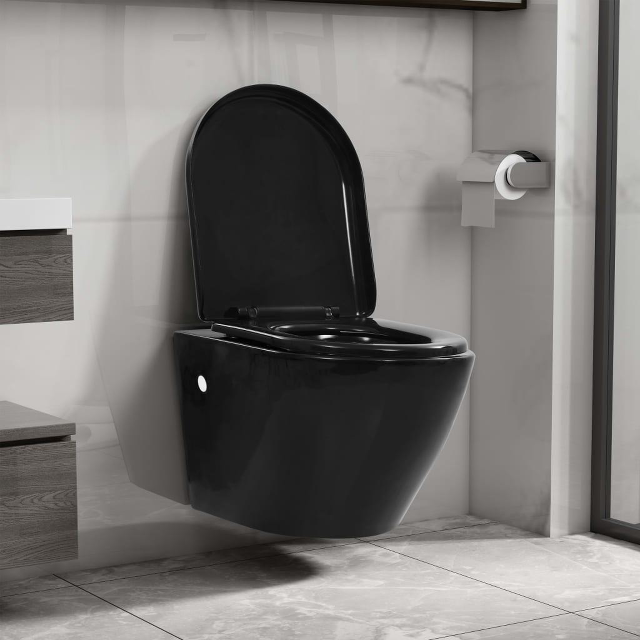 Voir la diapositive 2 : VIDAXL Toilette suspendue au mur avec reservoir cache ceramique noir