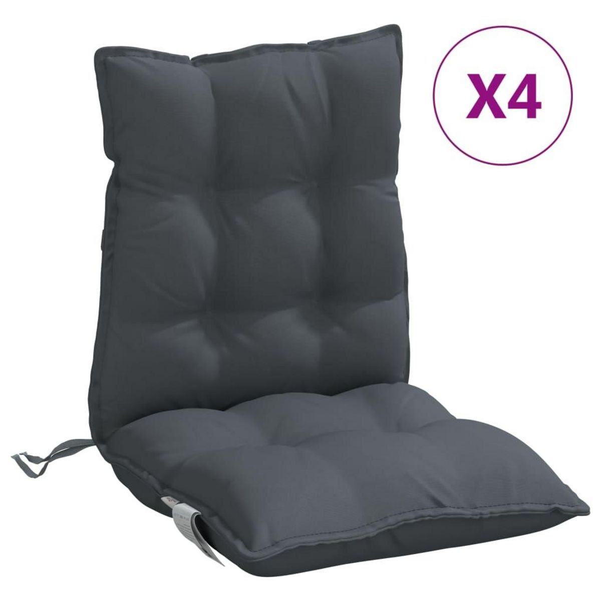 VIDAXL Coussins de chaise a dossier bas lot de 4 anthracite