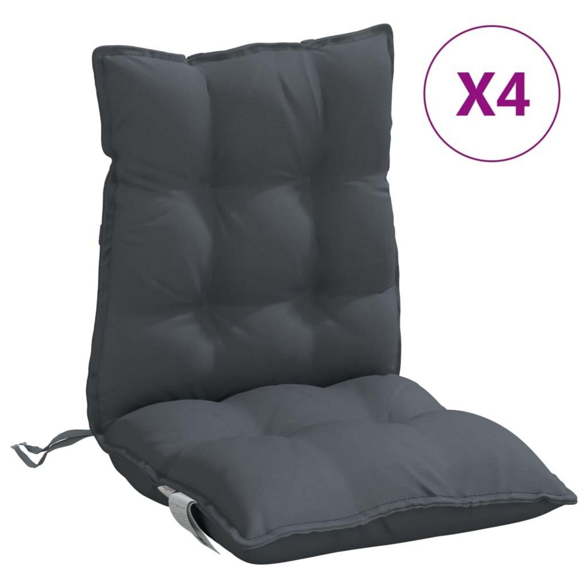 VIDAXL Coussins de chaise a dossier bas lot de 4 anthracite