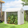 Voir la diapositive 6 : OUTSUNNY Serre de jardin 2,8 m² porte zippée 2 fenêtres acier PE blanc