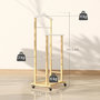 Voir la diapositive 3 : HOMCOM Valet de chambre mobile bois bambou avec portant et étagère
