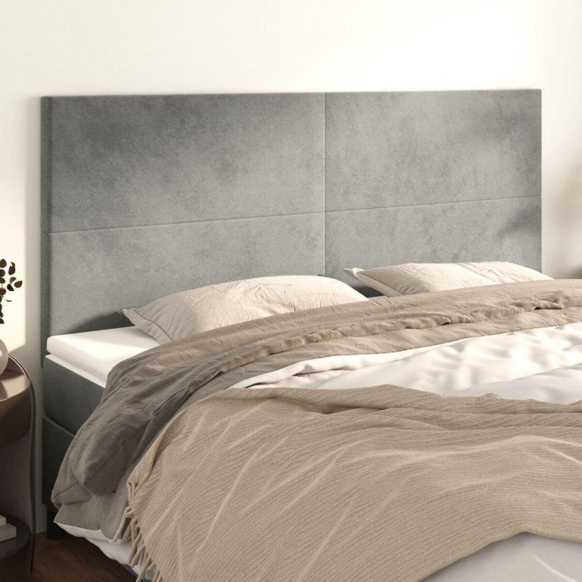 VIDAXL Tetes de lit 4 pcs Gris clair 100x5x78/88 cm Velours