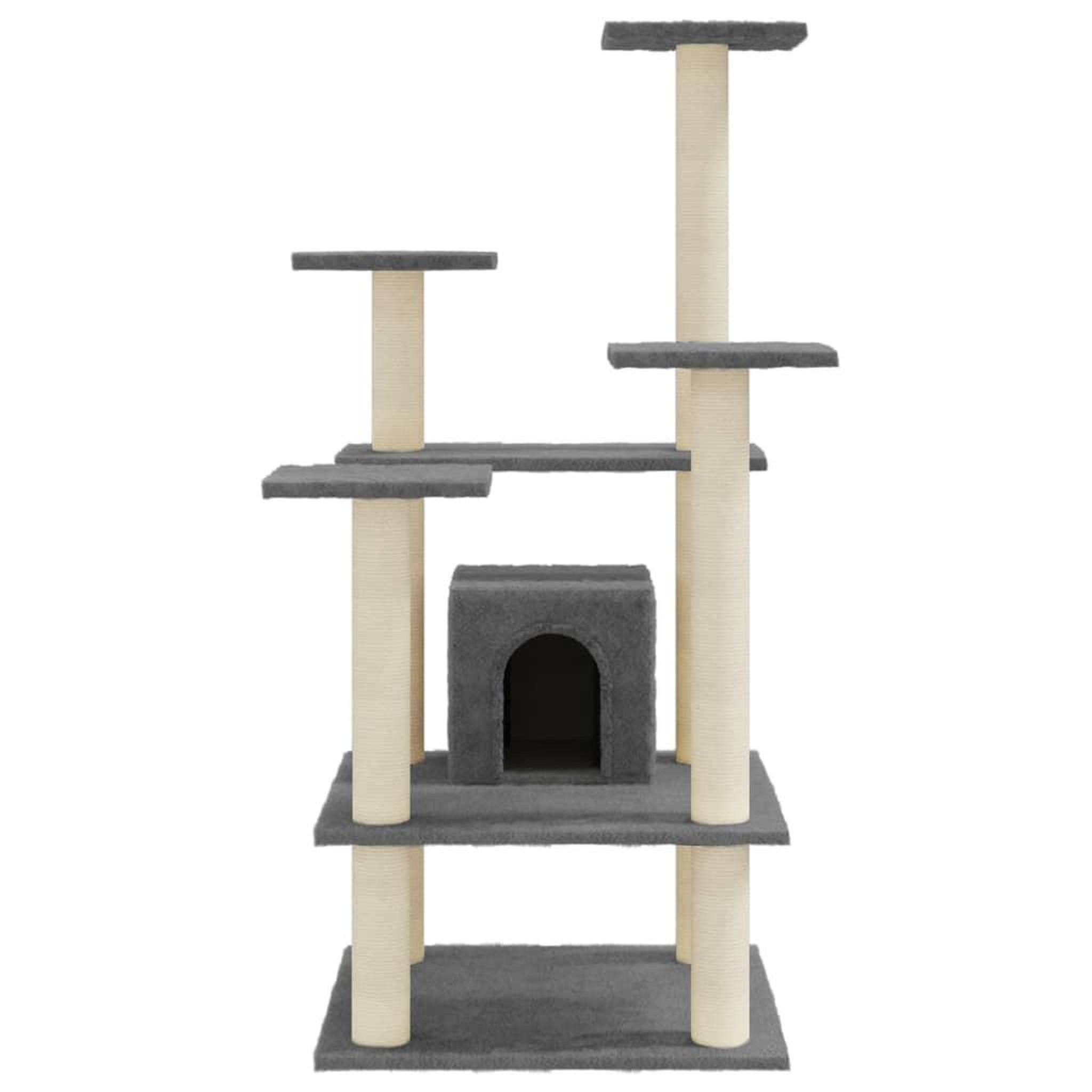 Voir la diapositive 4 : VIDAXL Arbre a chat avec griffoirs en sisal Gris fonce 110 cm