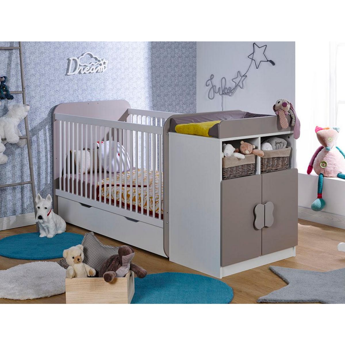 LOUPIOT Lit bébé combiné 70 x 140 cm évolutif 90 x 190 cm DREAM