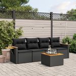 VIDAXL Salon de jardin 5 pcs avec coussins noir resine tressee