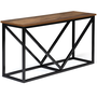 Voir la diapositive 4 : ID MARKET Range bûches horizontal HAWKINS acier noir plateau bois foncé pour cheminée