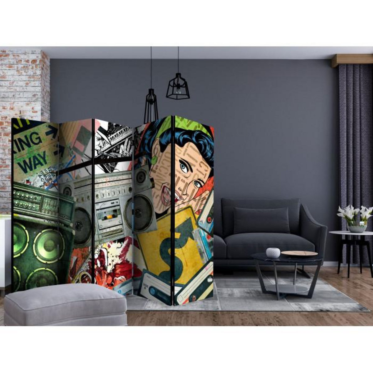 Paris Prix Paravent 5 Volets  Graffiti Girl  172x225cm