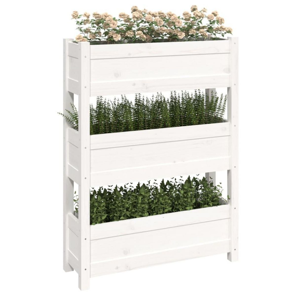 VIDAXL Jardiniere Blanc 77x25x104,5 cm Bois massif de pin