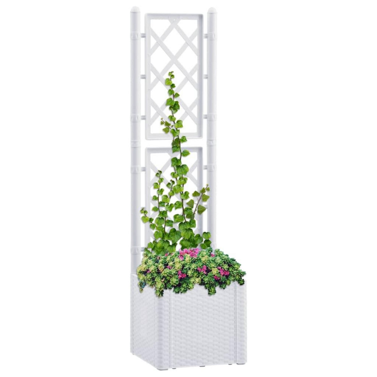 VIDAXL Lit sureleve de jardin et treillis et systeme d'arrosage Blanc