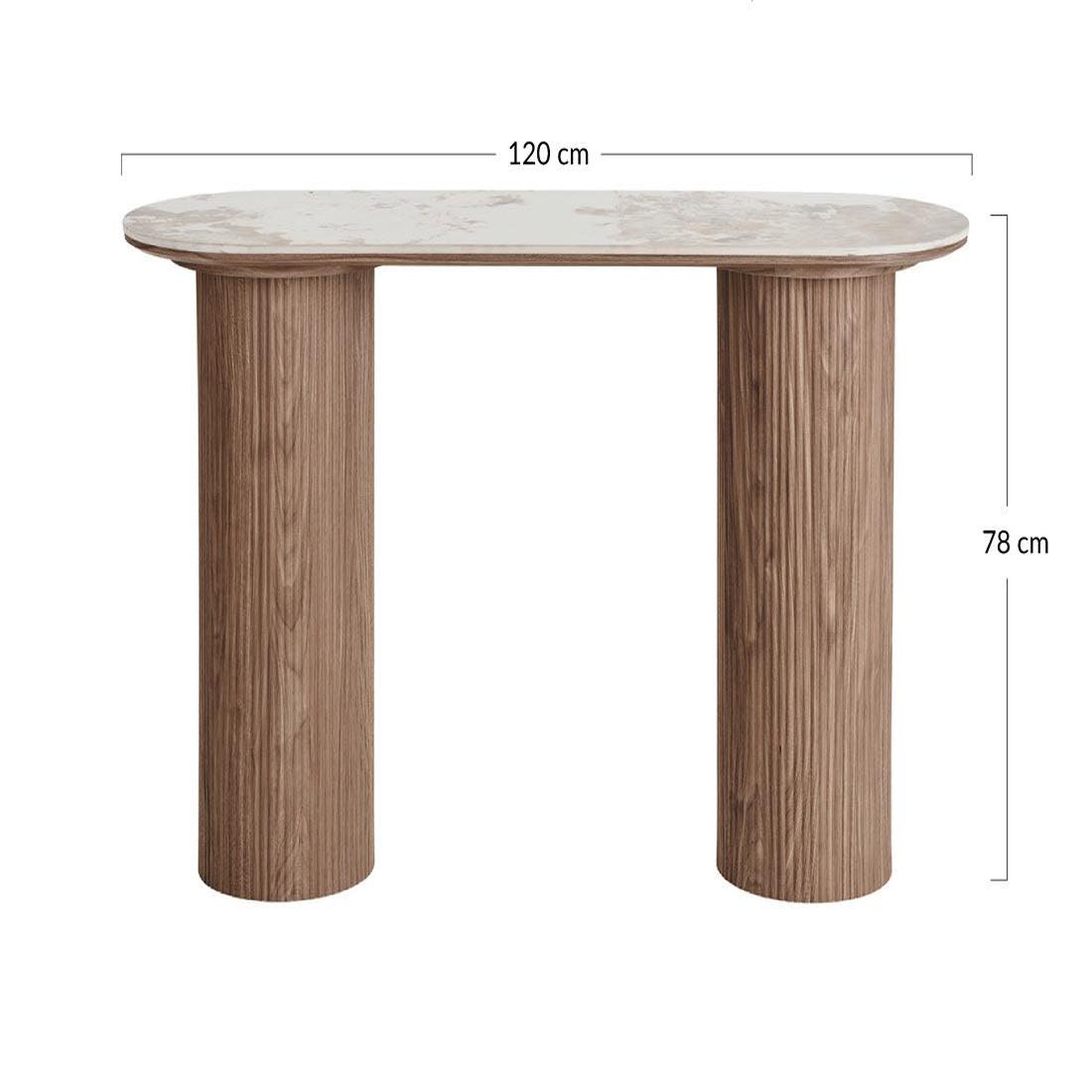 Voir la diapositive 6 : BEST MOBILIER Lysa - console plateau effet marbre et pieds effets bois - 78 cm
