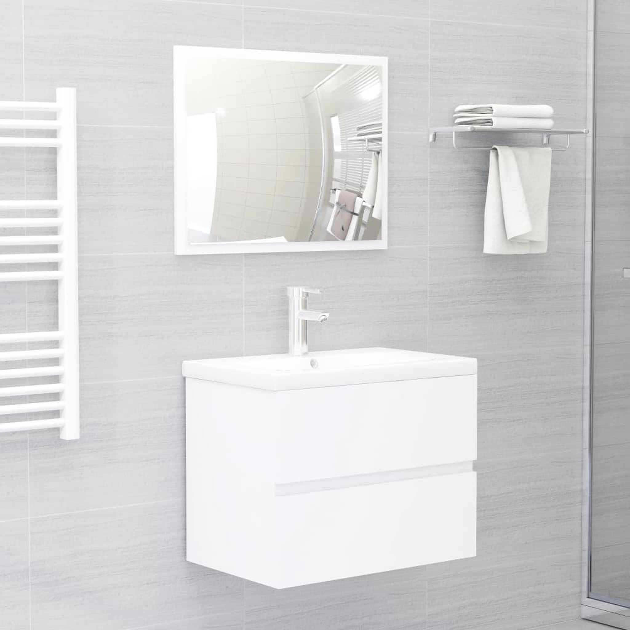 Voir la diapositive 1 : VIDAXL Ensemble de meubles de salle de bain blanc bois d'ingenierie