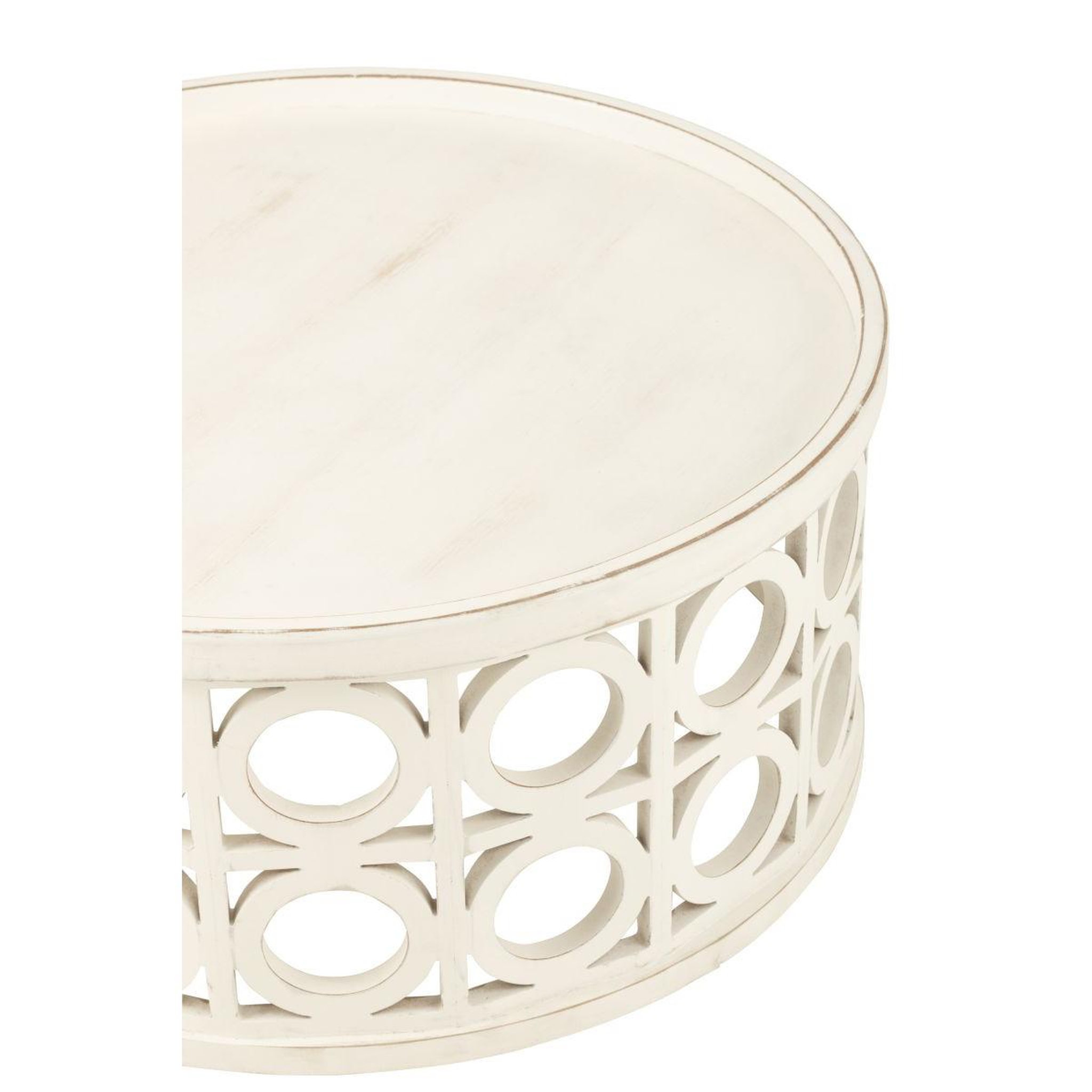 Voir la diapositive 2 : J-LINE Table basse sculptée  charity  78cm blanc
