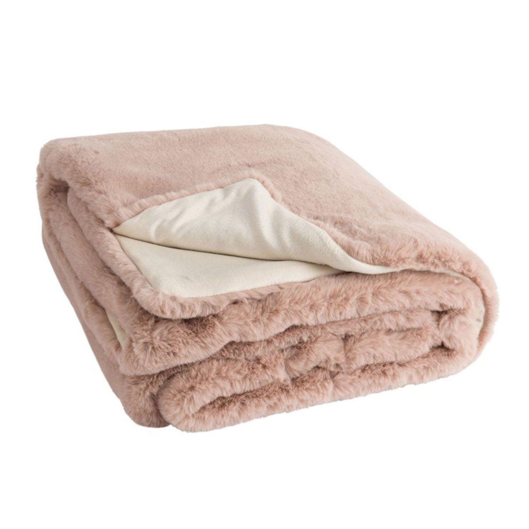 Voir la diapositive 2 : J-LINE Plaid imitation fourrure  cutie  130x180cm rose poudré