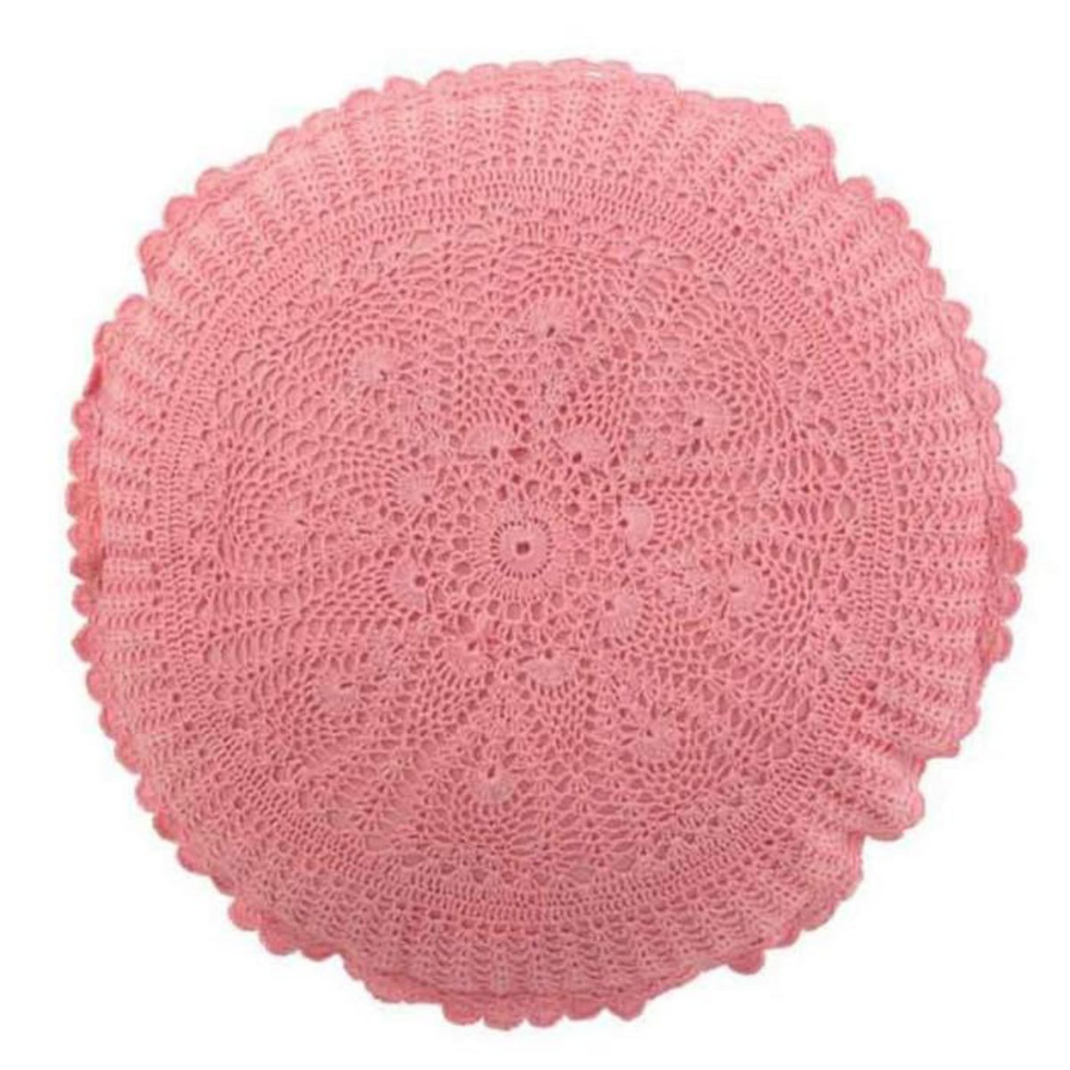 Paris Prix Coussin Rond Déco  Dentelle  40cm Rose