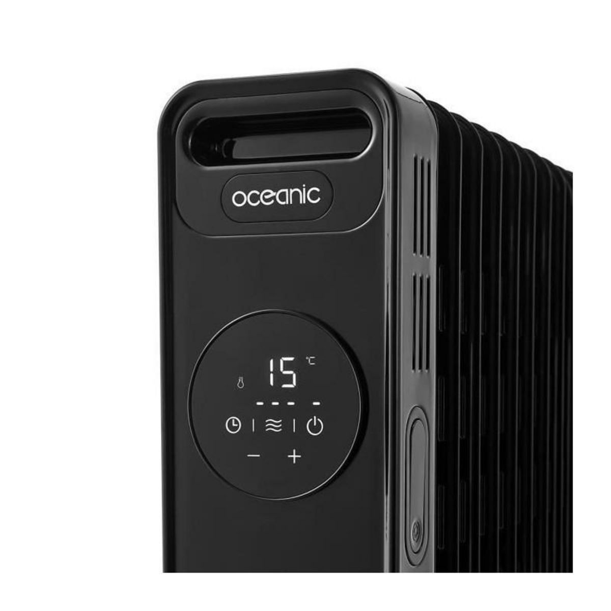 OCEANIC Radiateur electrique bain dhuile 2500W OCEANIC - 3 puissances - Thermostat electronique - Telecommande - Mobile - Noir
