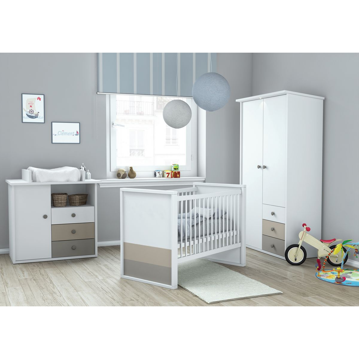 Commode à langer 1 Porte + 3 tiroir + 1 niche DUNE