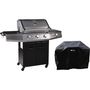 Voir la diapositive 1 : Habitat et Jardin Barbecue Gaz avec LED  Bingo 4  - 4 brûleurs dont 1 latéral - 14kW + Housse protection - Noir