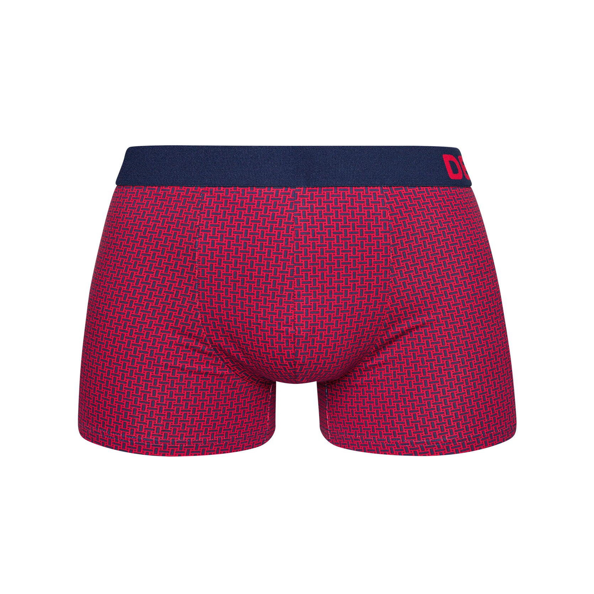 DEDOLES Boxer homme motif jacquard bleu & rouge. Coloris disponibles : Multicolore