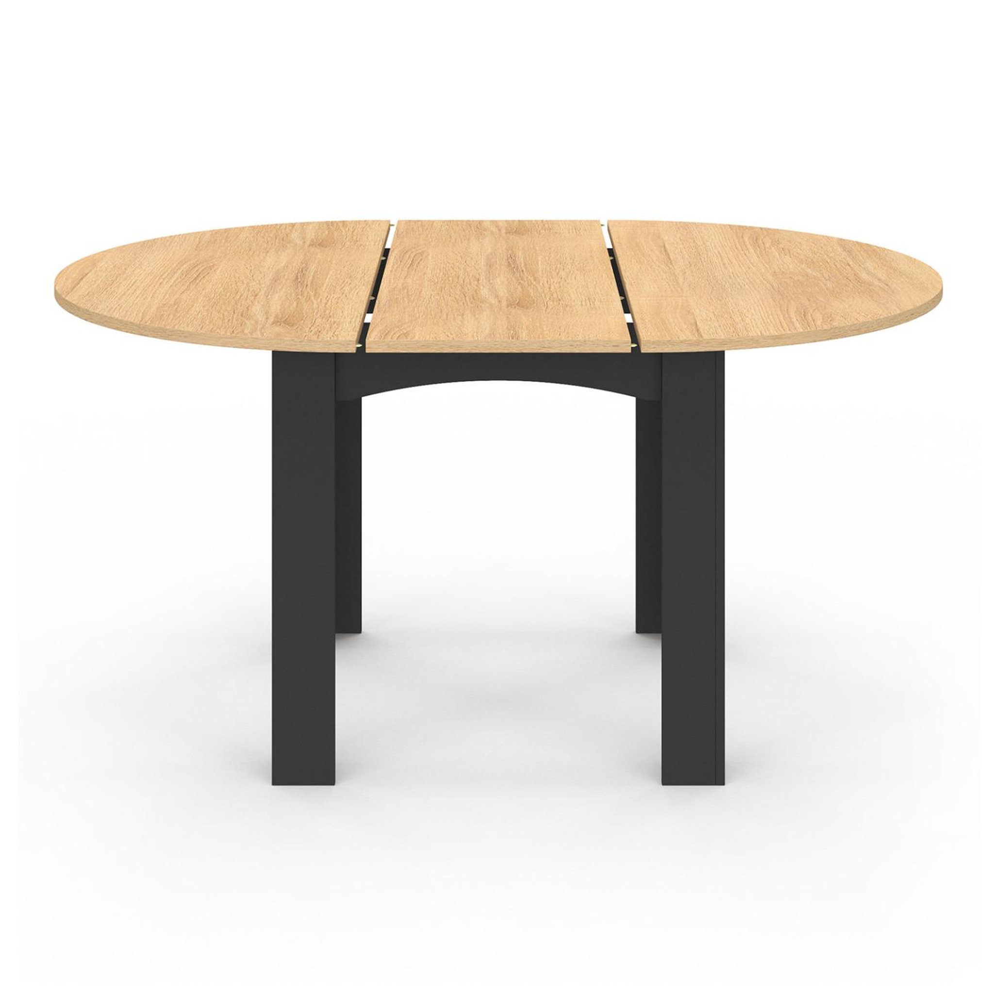 Voir la diapositive 3 : ID MARKET Table à manger extensible ronde dona 4-8 personnes noire plateau façon hêtre 110-150 cm