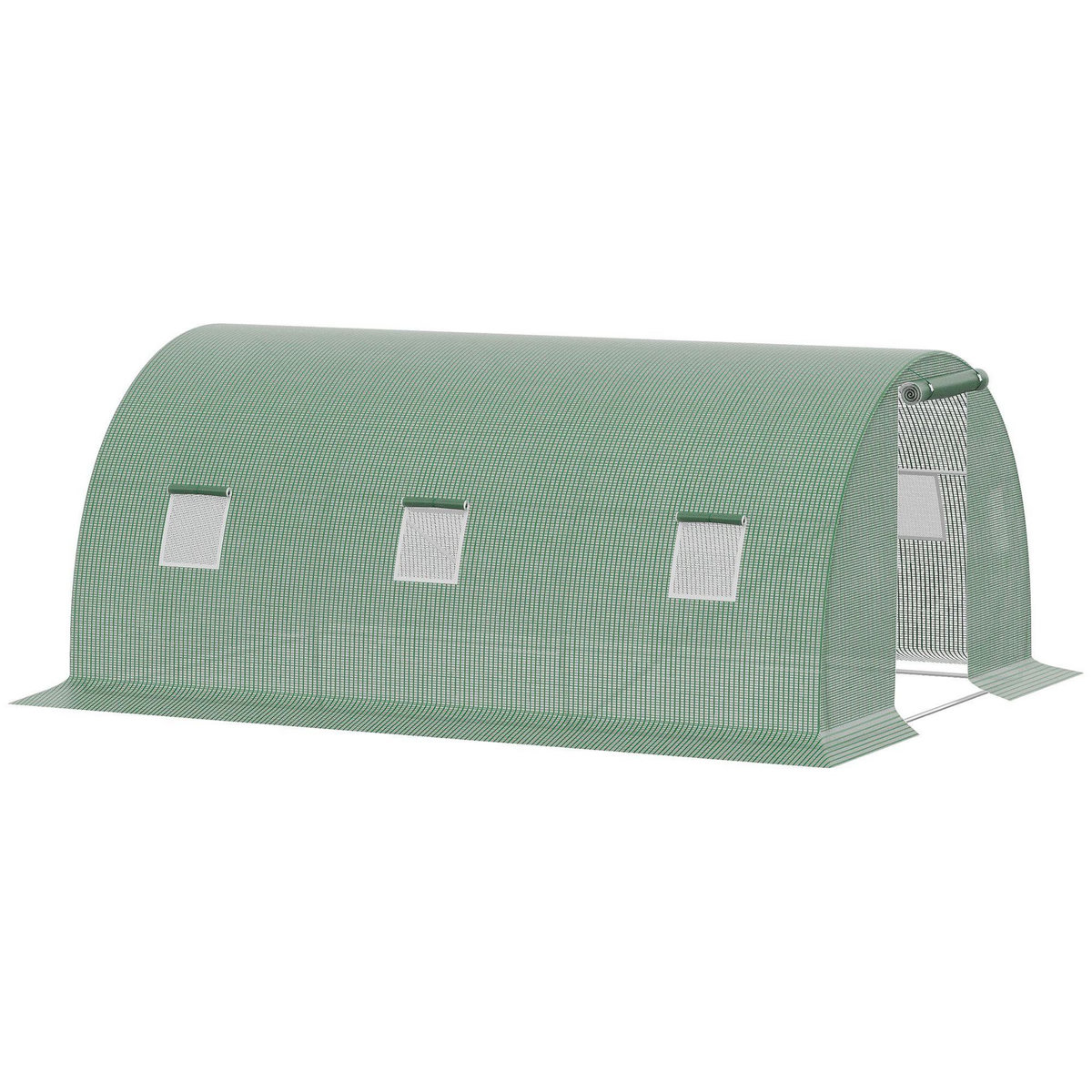 OUTSUNNY Serre tunnel 13,5 m² dim. 4,5 x 3 x 2 m - 6 fenêtres, porte zippée enroulable - acier galvanisé PE haute densité vert