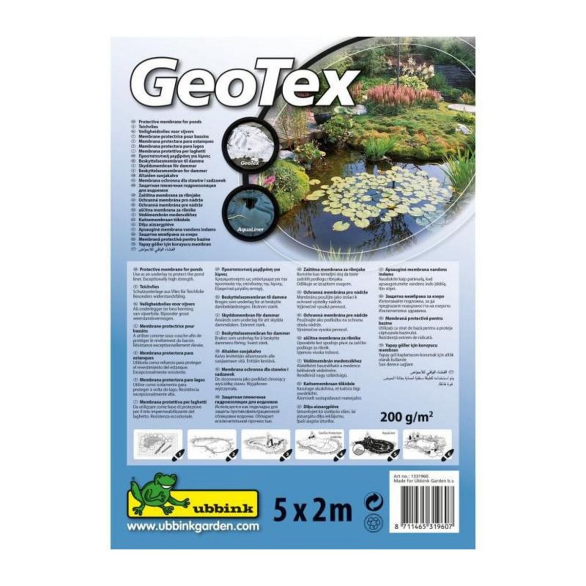 Ubbink Feutre géotextile de sécurité blanc prepacked 5 x 2 m- 200g/m² - Ubbink