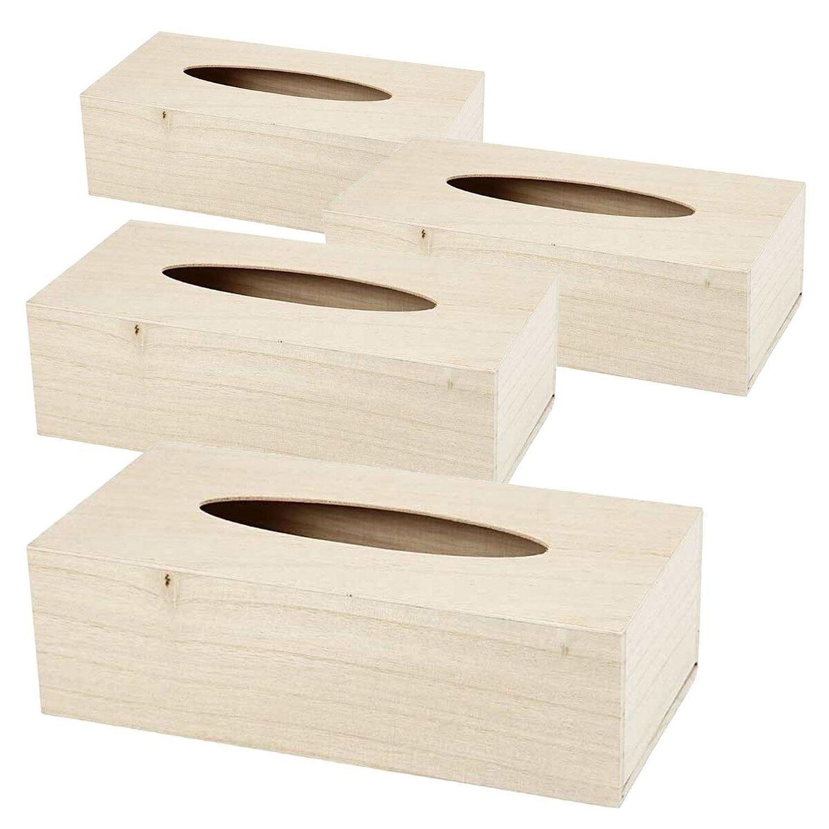  4 boîtes à mouchoirs en bois 27 x 14 x 8 cm