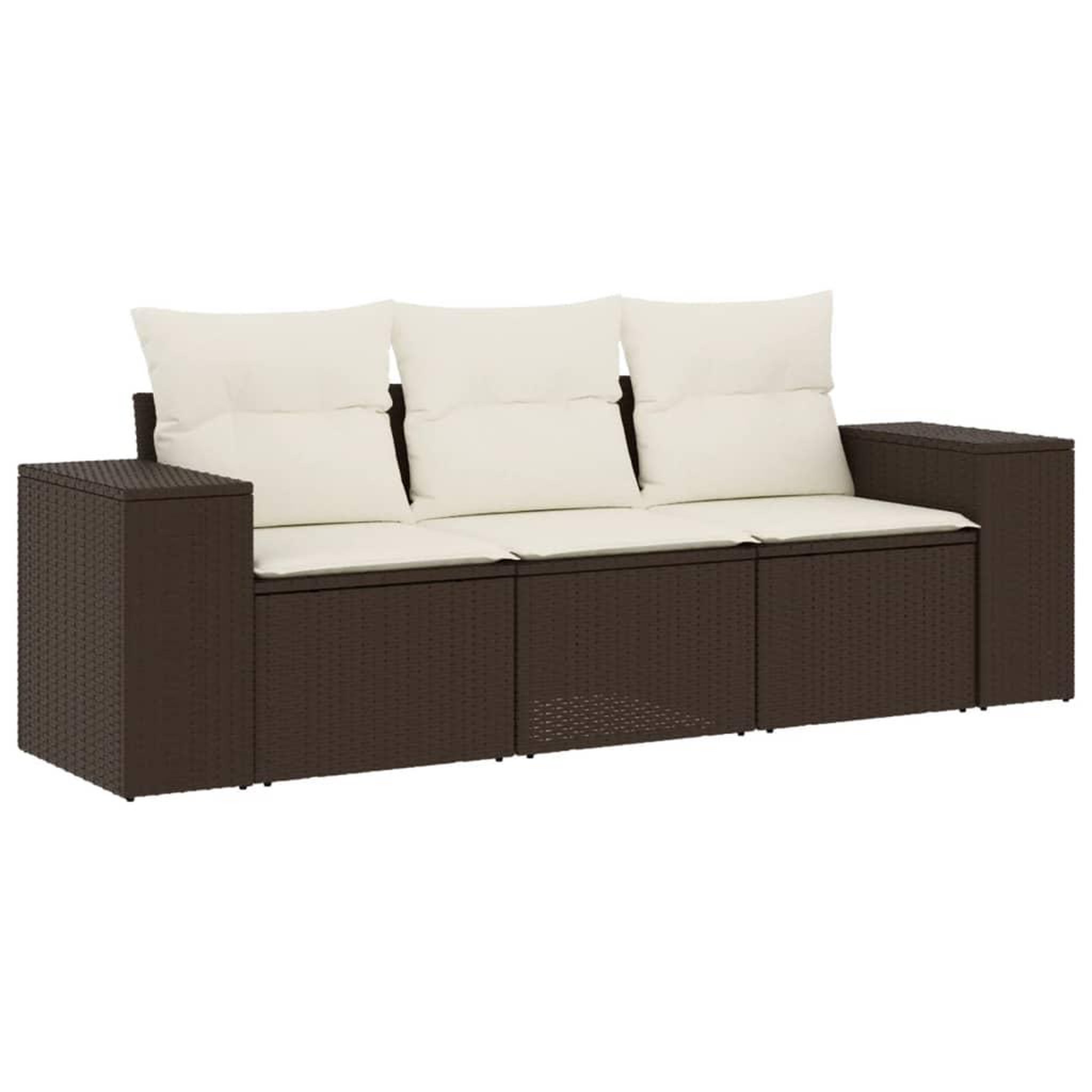 Voir la diapositive 2 : VIDAXL Salon de jardin avec coussins 3 pcs marron resine tressee