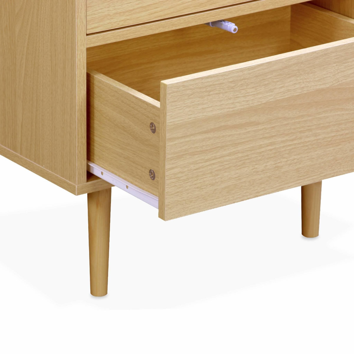 SWEEEK Table de chevet décor bois naturel - Mika - 2 tiroirs - L 48 x l 40 x H 59cm