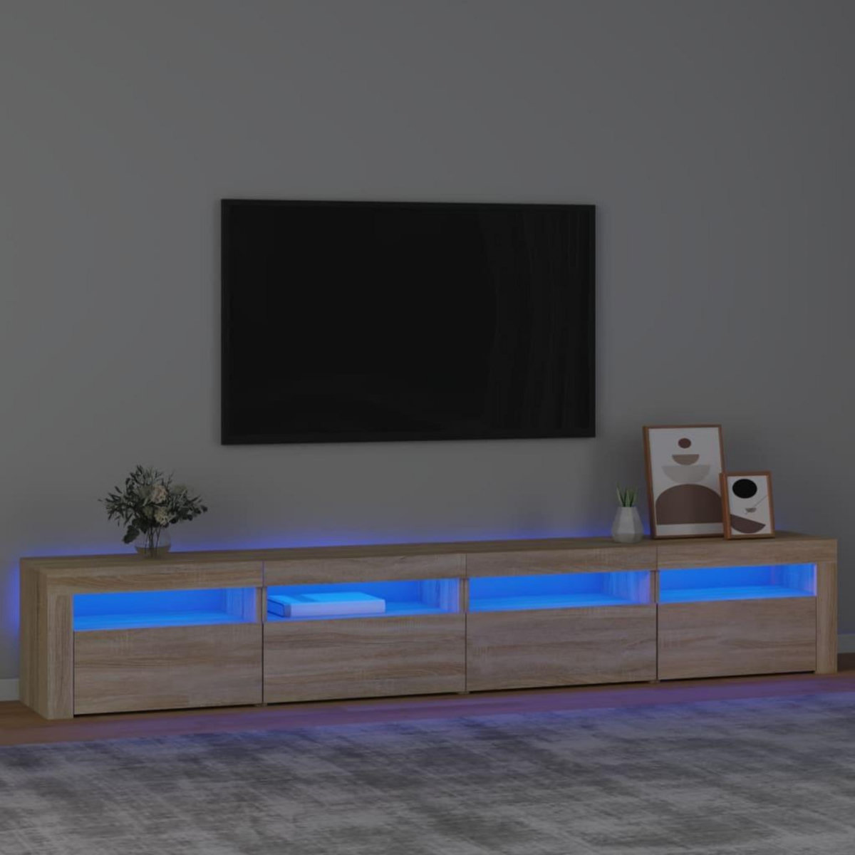 VIDAXL Meuble TV avec lumieres LED Chene sonoma 240x35x40 cm