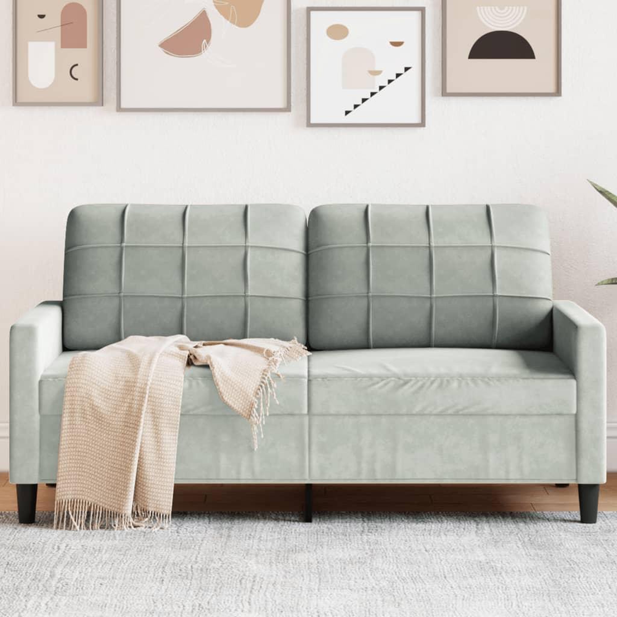 VIDAXL Canape a 2 places Gris clair 140 cm Velours