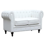 Habitat et Jardin Canapé fixe Chesterfield  Aliza  - 157 x 82 x 70 cm - 2 places - Blanc