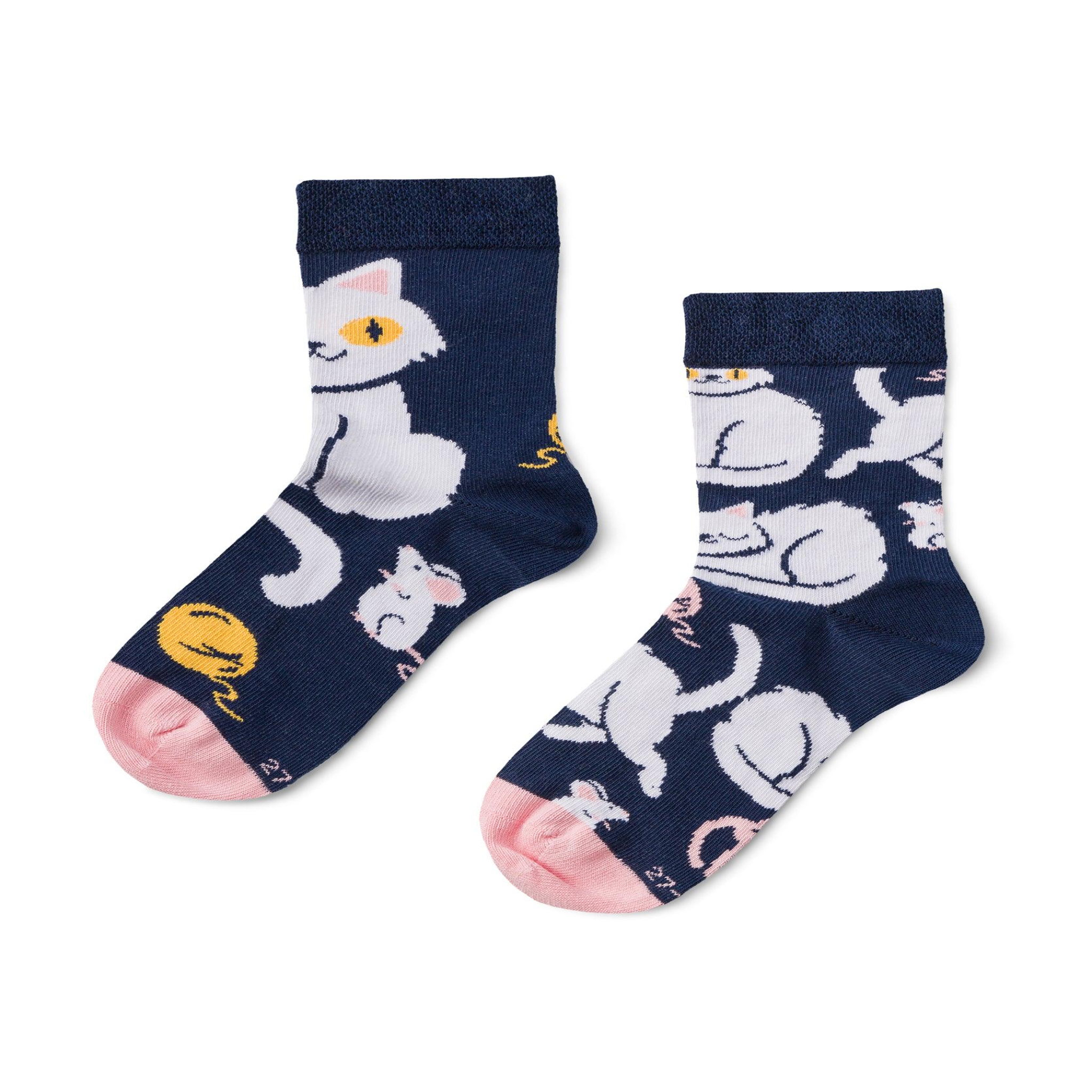 DEDOLES Chaussettes enfants chatons ludiques. Coloris disponibles : Bleu