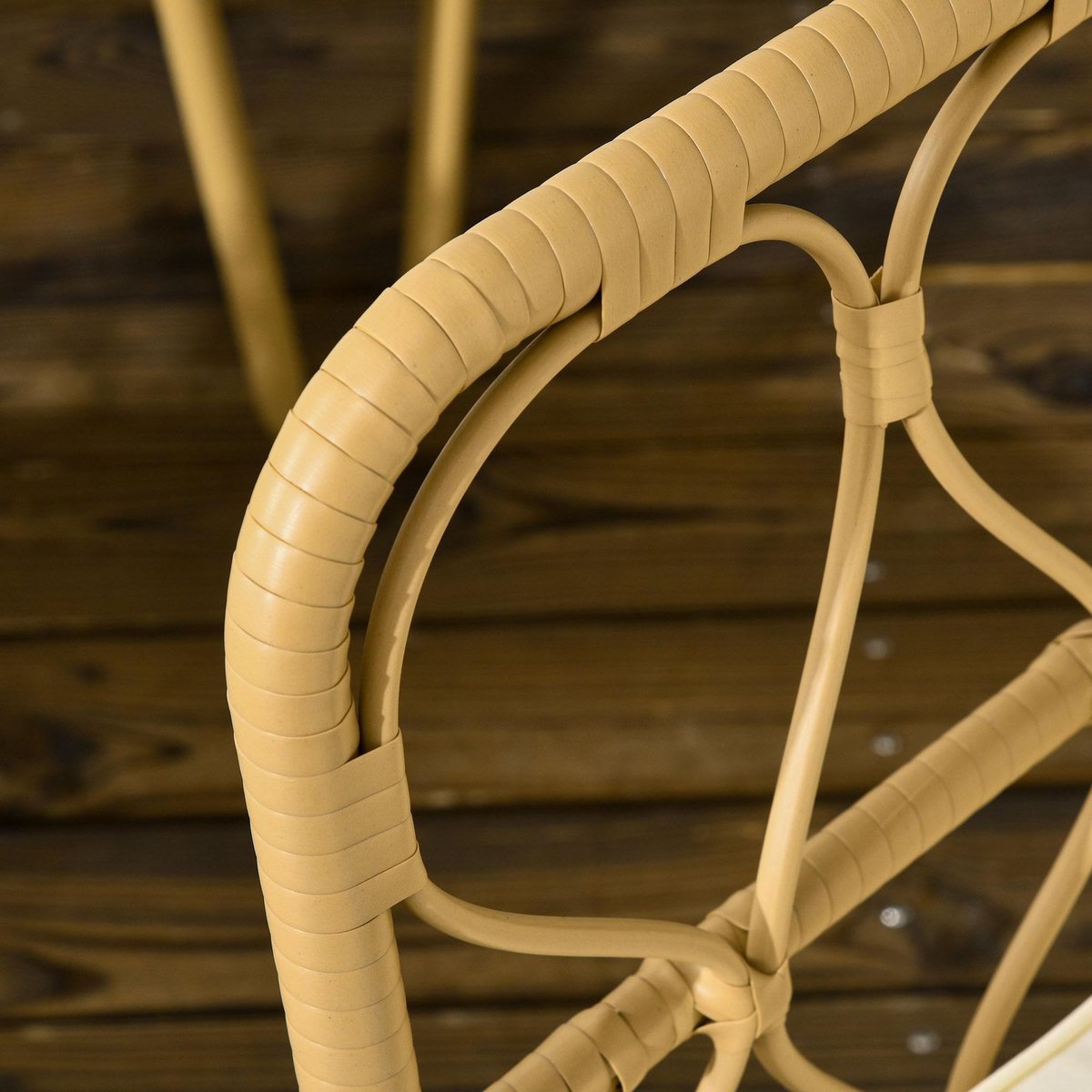 OUTSUNNY Salon de jardin 4 places 4 pièces style colonial résine tressée aspect rotin coussins écrus