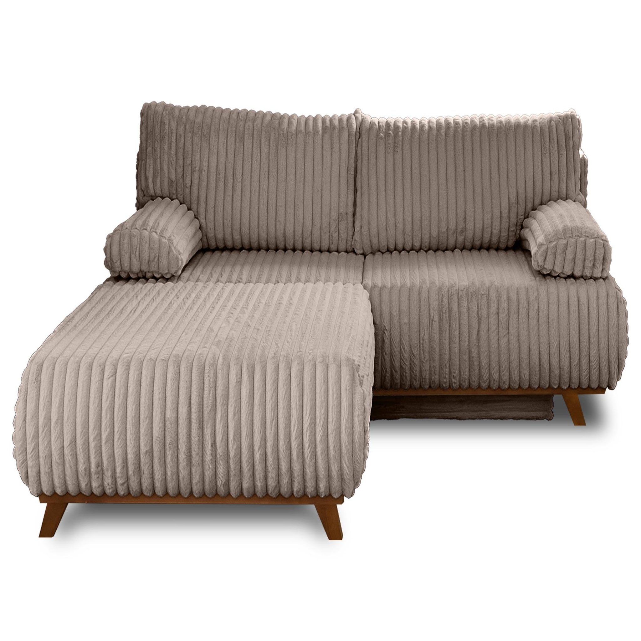 Voir la diapositive 1 : BEST MOBILIER Cristal - canapé 3 places - convertible avec coffre et grand pouf - en fausse fourrure côtelée