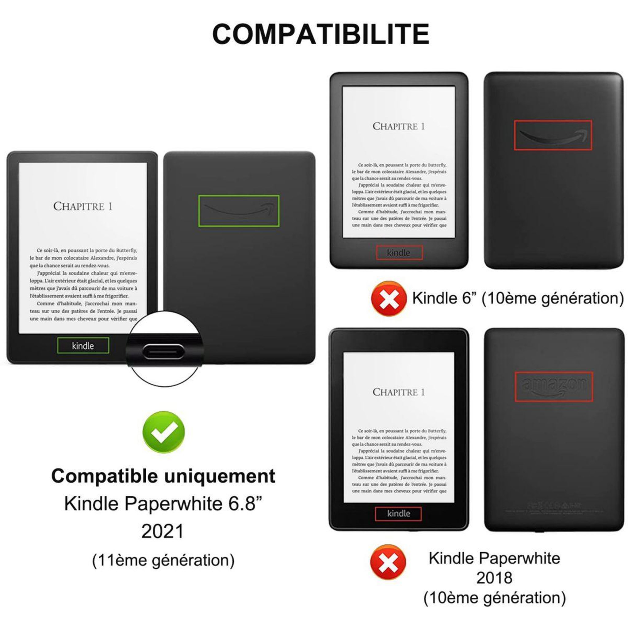 Voir la diapositive 5 : IBROZ Etui origami kindle paperwhite 2021 noir