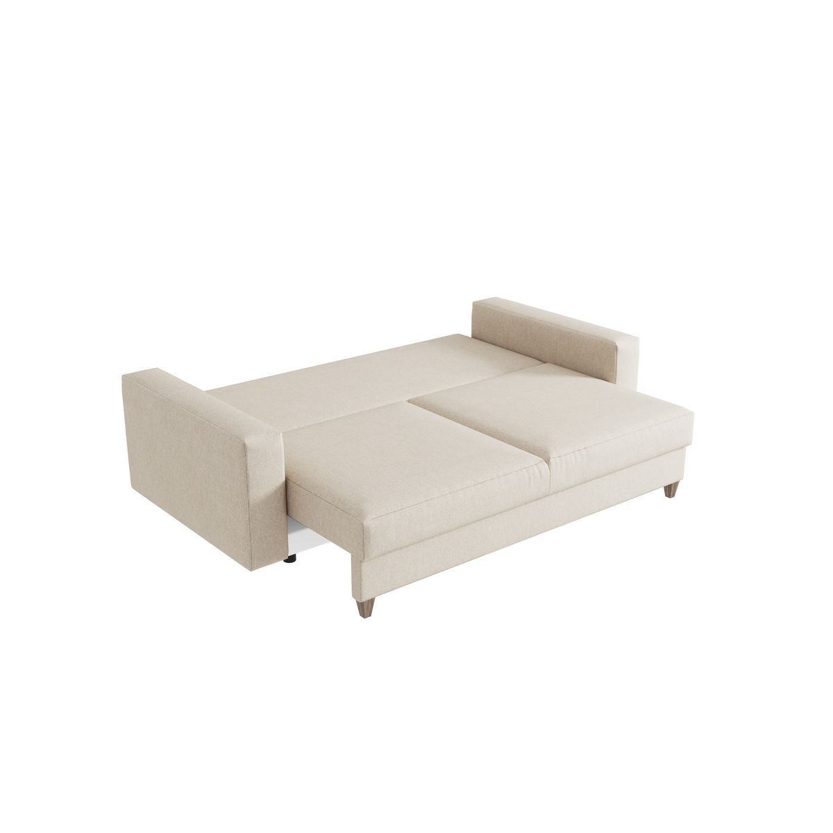Canapé droit convertible 3 Places avec coffre  OLIVIA tissu écru