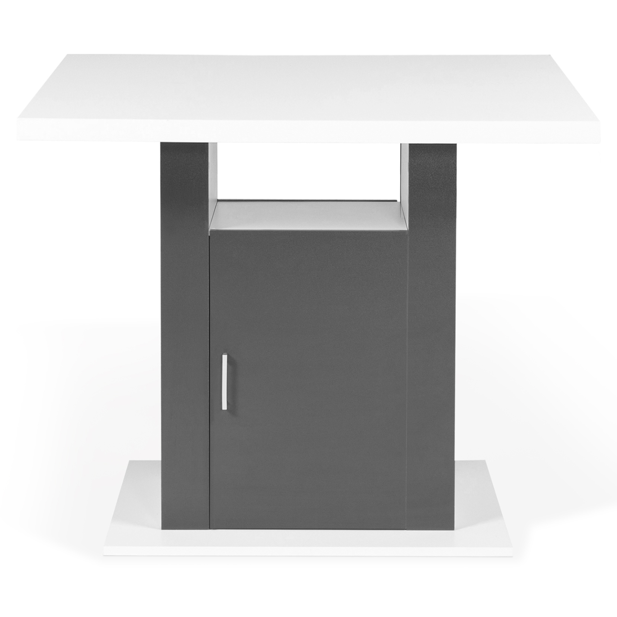 Voir la diapositive 5 : ID MARKET Ilot central ugo 110 cm bois blanc et gris avec rangements