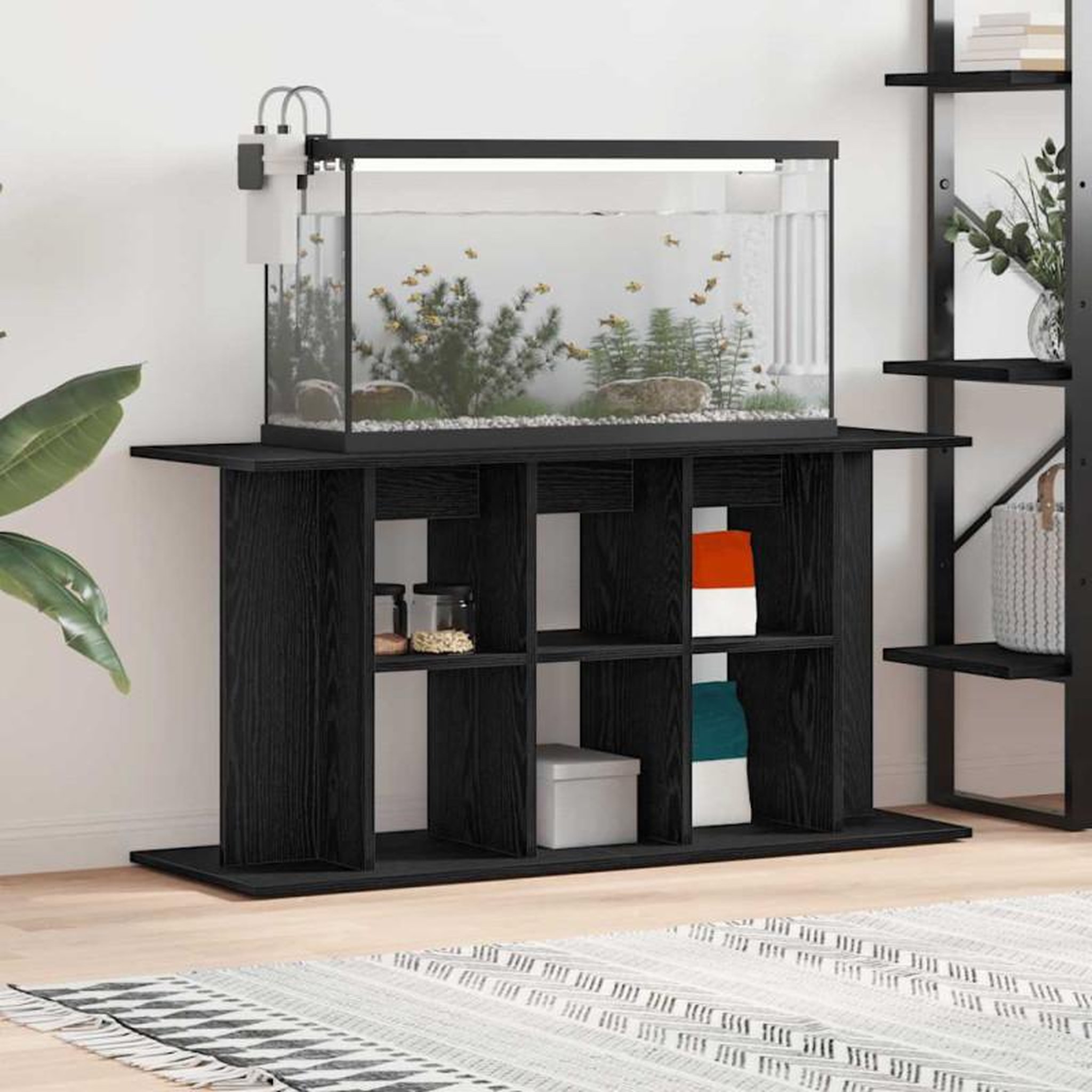 VIDAXL Support pour aquarium chêne noir 120x40x60 cm bois d ingénierie