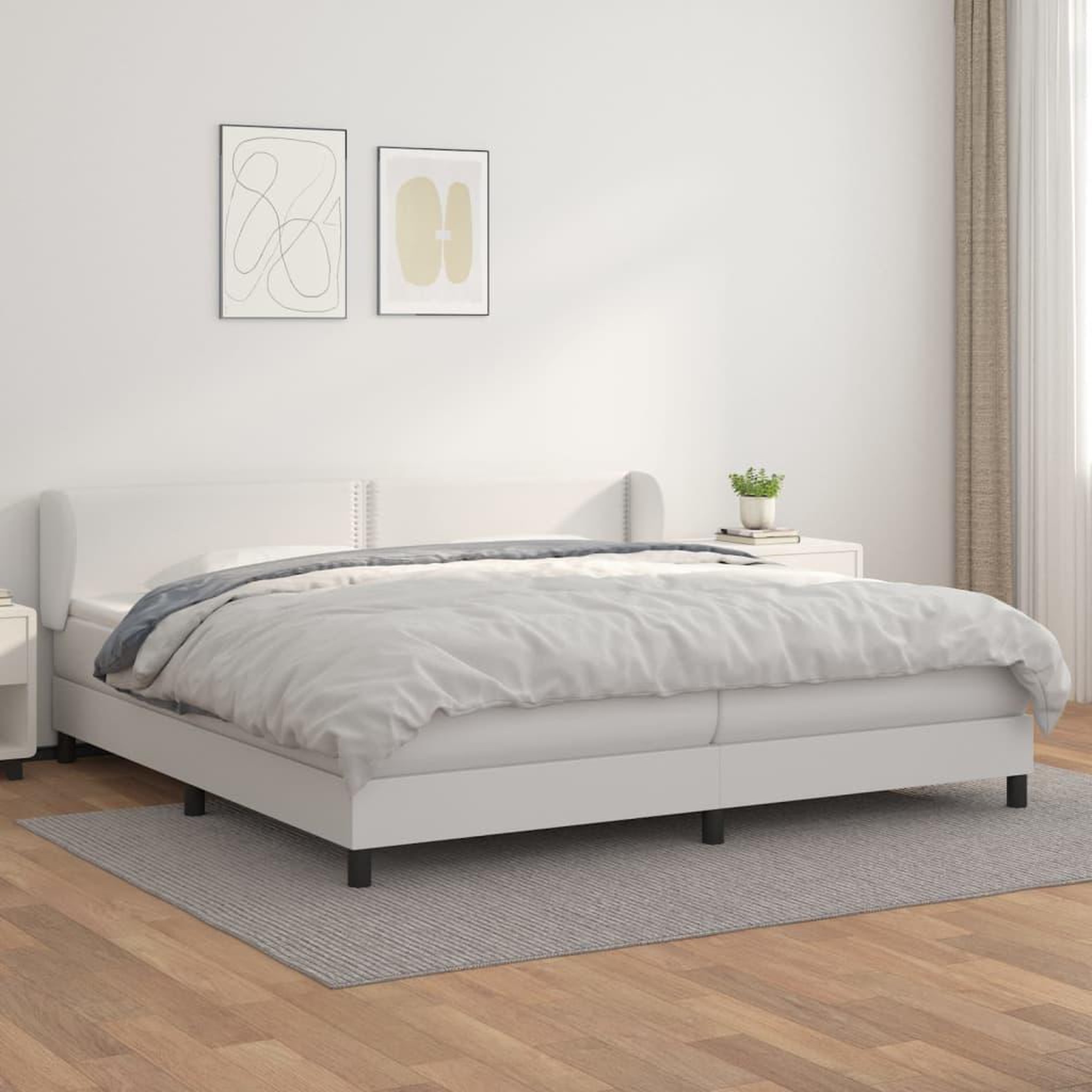 Voir la diapositive 2 : VIDAXL Sommier a lattes de lit avec matelas Blanc 200x200cm Similicuir
