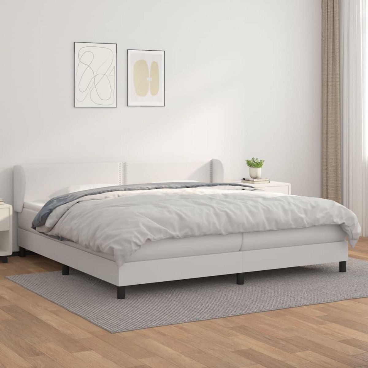 VIDAXL Sommier a lattes de lit avec matelas Blanc 200x200cm Similicuir