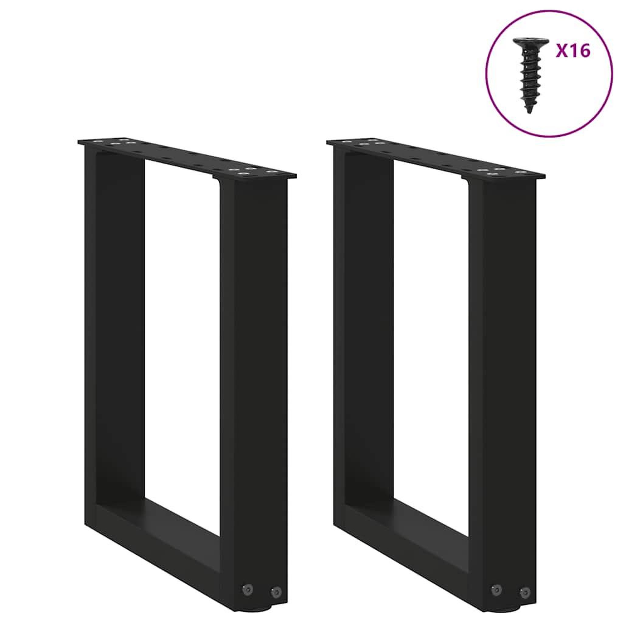 Voir la diapositive 3 : VIDAXL Pieds de table basse forme de U 2 pcs noir 28x(42-43) cm acier